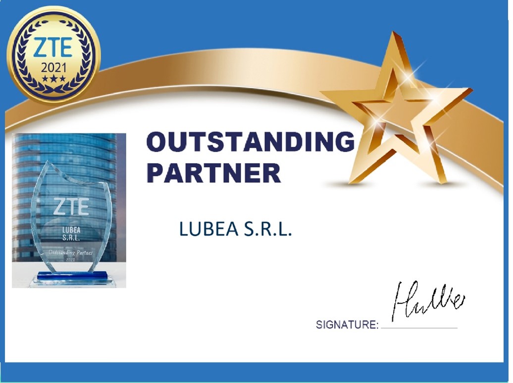 LUBEA viene premiata da ZTE Italia come Outstanding Partner 2021